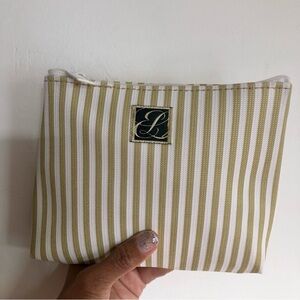 vintage ESTEE LAUDER Zip Makeup Bag Stripe Purse